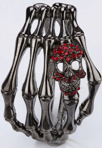 Metal Skull Skeleton Hand Grasp Bracelet