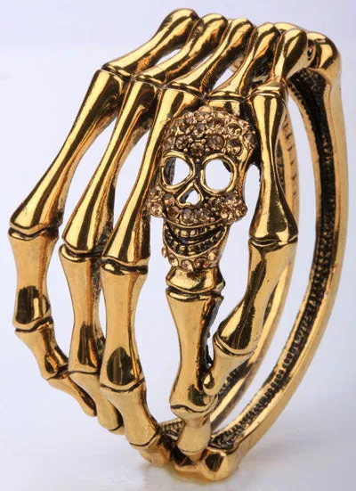 Metal Skull Skeleton Hand Grasp Bracelet