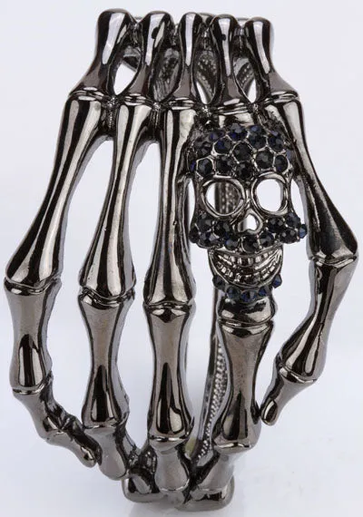 Metal Skull Skeleton Hand Grasp Bracelet