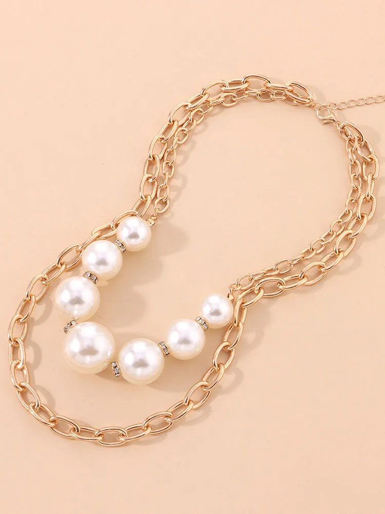 Minimalist Pearl Chain Patchwork Necklaces