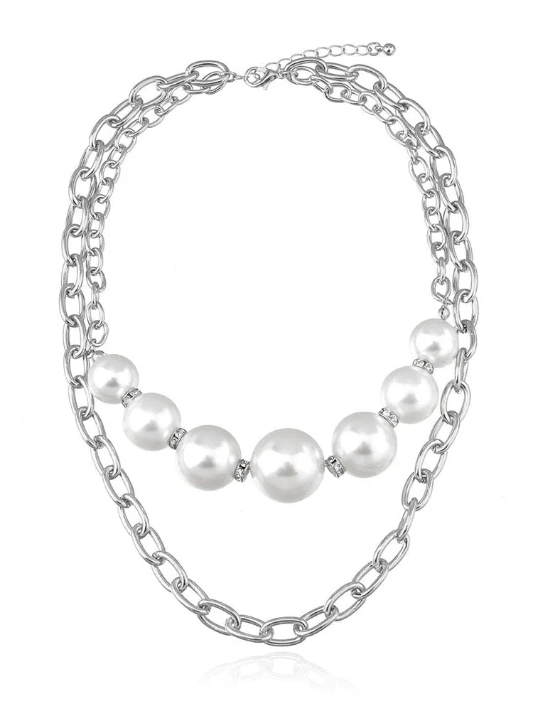 Minimalist Pearl Chain Patchwork Necklaces
