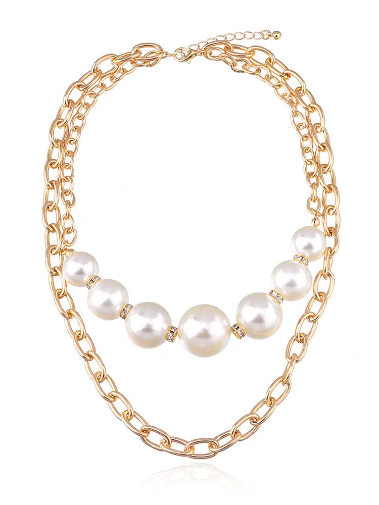 Minimalist Pearl Chain Patchwork Necklaces