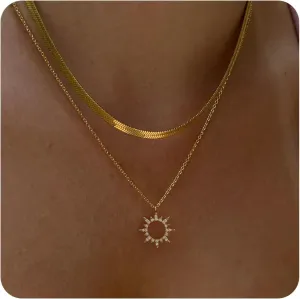 Moodear Gold Necklace for Women 14K Dainty Chunky Gold/Sliver Chain Necklace Cuban Link Paperclip Chain Choker Toggle Clasp Layered Pearl Pendent Necklace for Women Trendy Fashion Jewelry