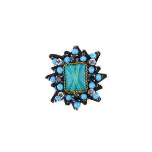 My Bob Tiara Square Brooch in Turquoise