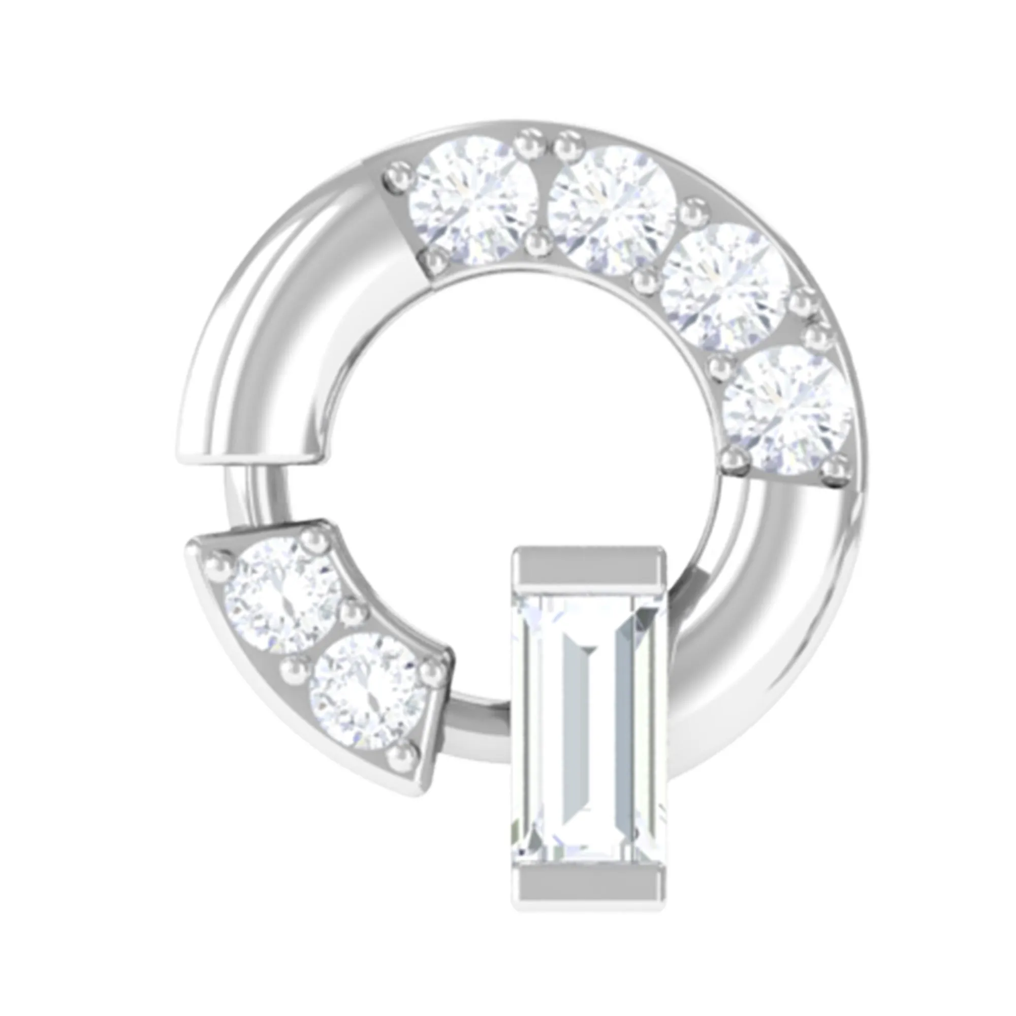 Natural Diamond Circle Earring for Helix Piercing