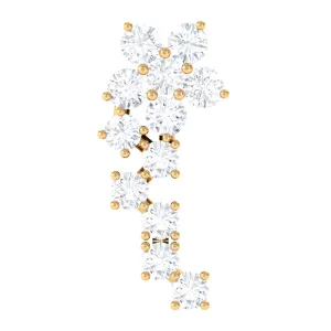 Natural Diamond Flower Cluster Earring for Helix Piercing
