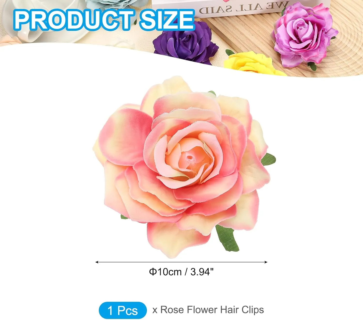 PATIKIL Rose Boho Hair Clips, Fabric Flower Brooch Pins for Women Wedding Party Dance Dress Clothes Accessories Valentine's Day Gifts