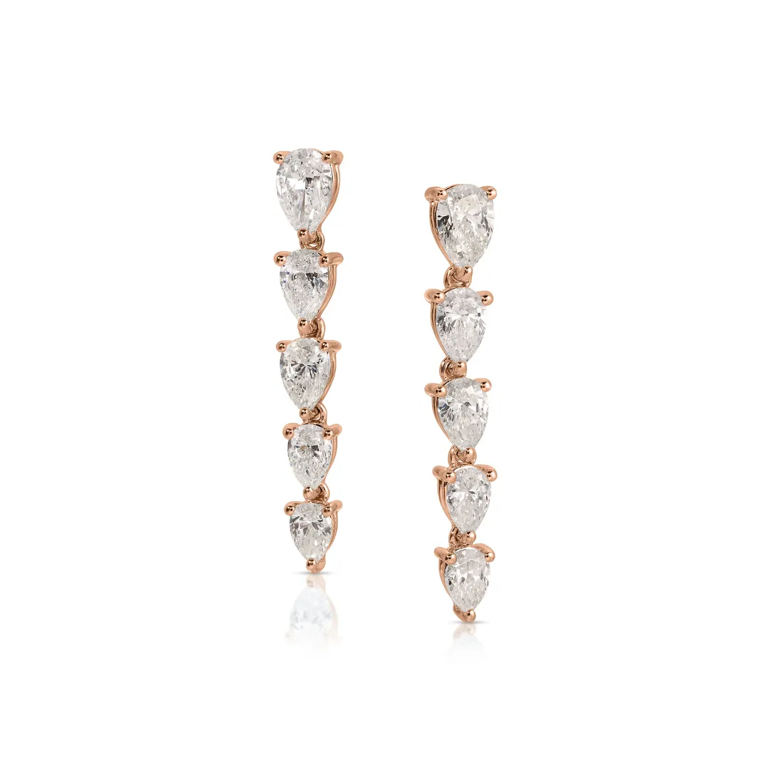 QUINN GRADUATED PEAR DIAMOND DROP EARRINGS