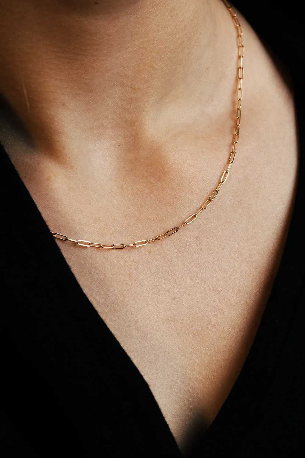 "FOXY" - 14K GOLD PAPERCLIP CHAIN NECKLACE