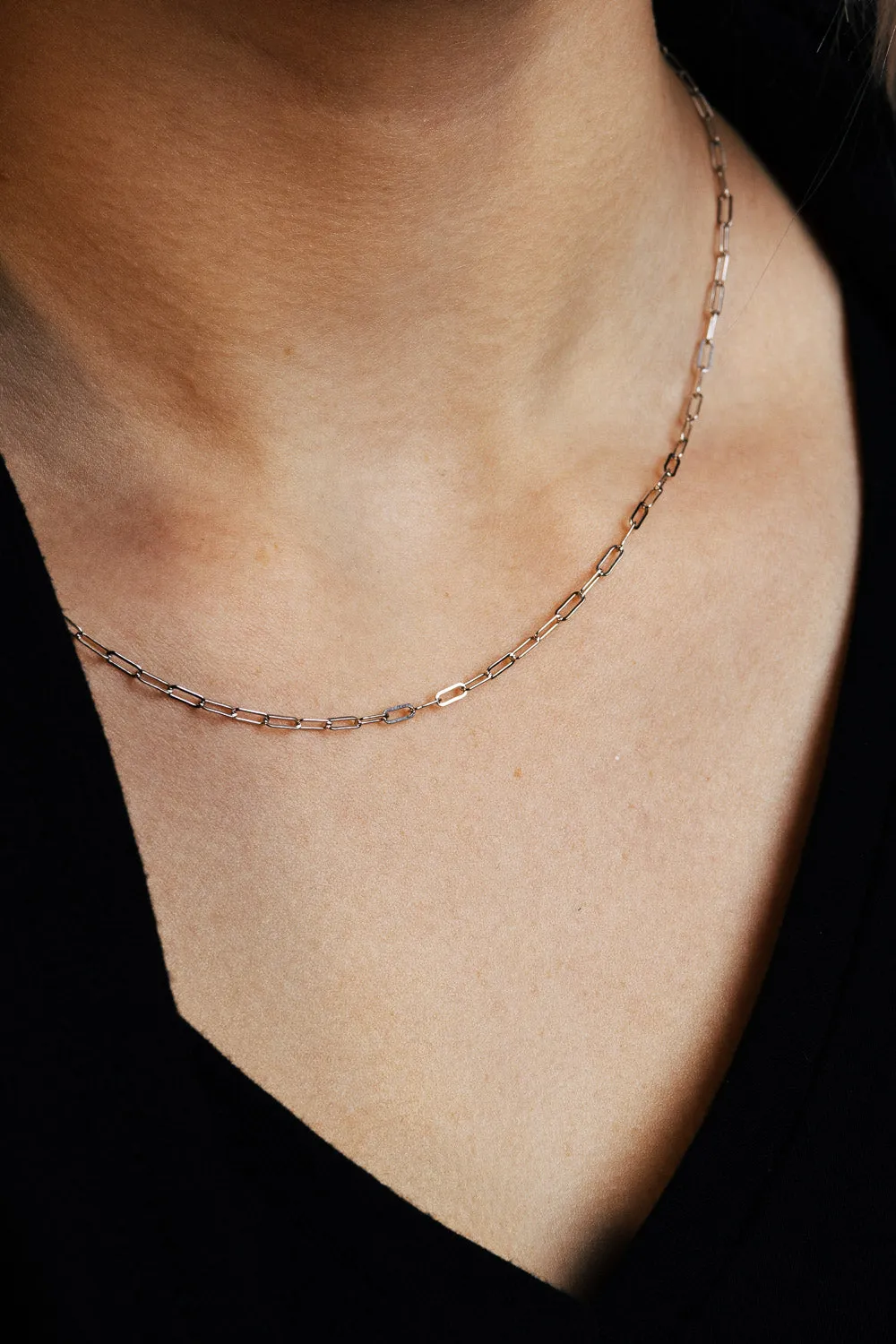 "FOXY" - 14K GOLD PAPERCLIP CHAIN NECKLACE