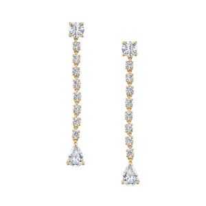 SHORT DIAMOND ROPE EARRINGS WITH PEAR DIAMOND DROPS