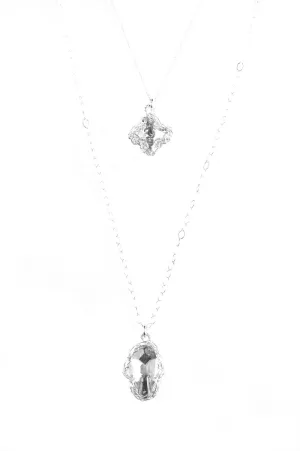 Silver Hamsa and Cross Layering Necklace, Swarovski pendants , Can be worn separately