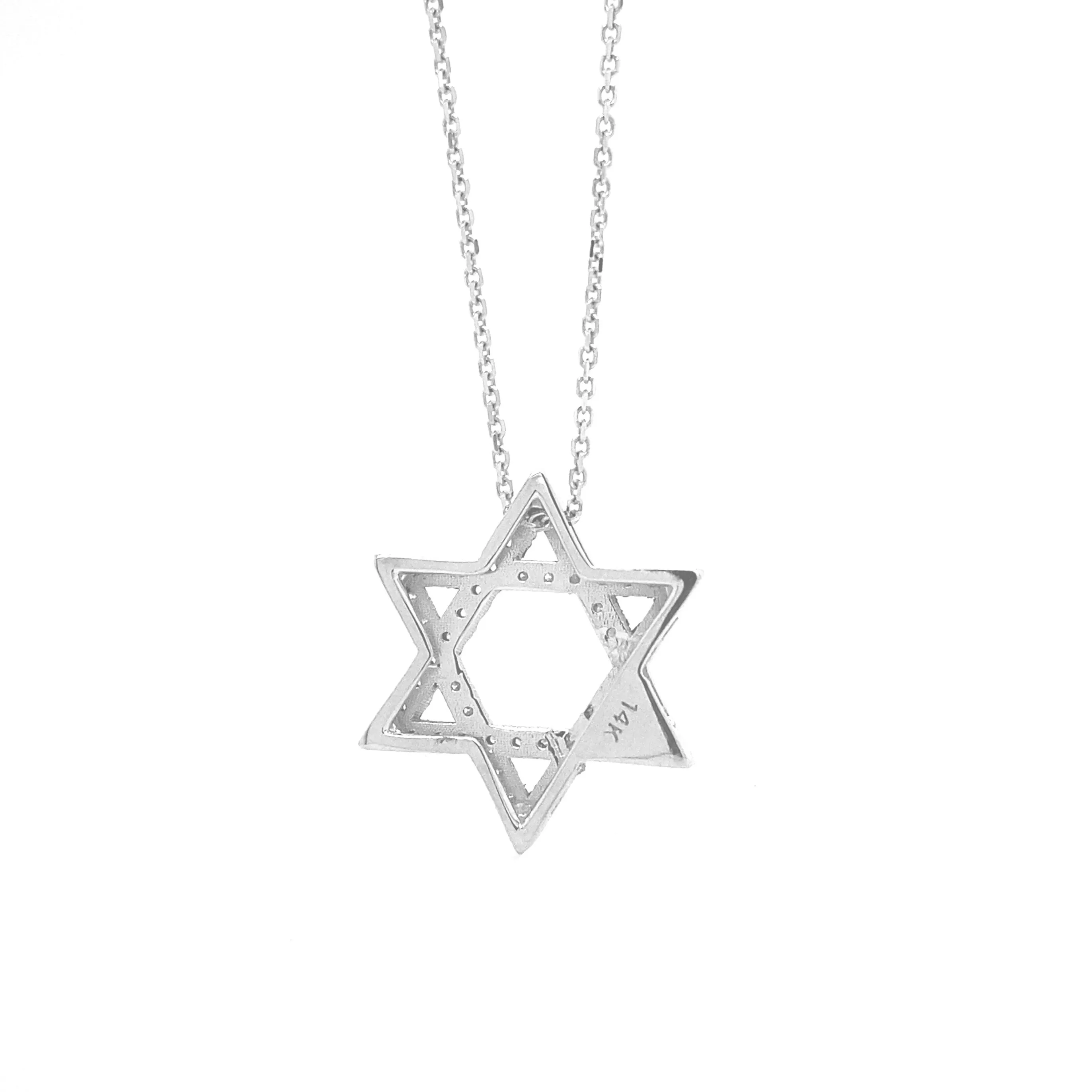 Star of David Pendant White Gold P029N