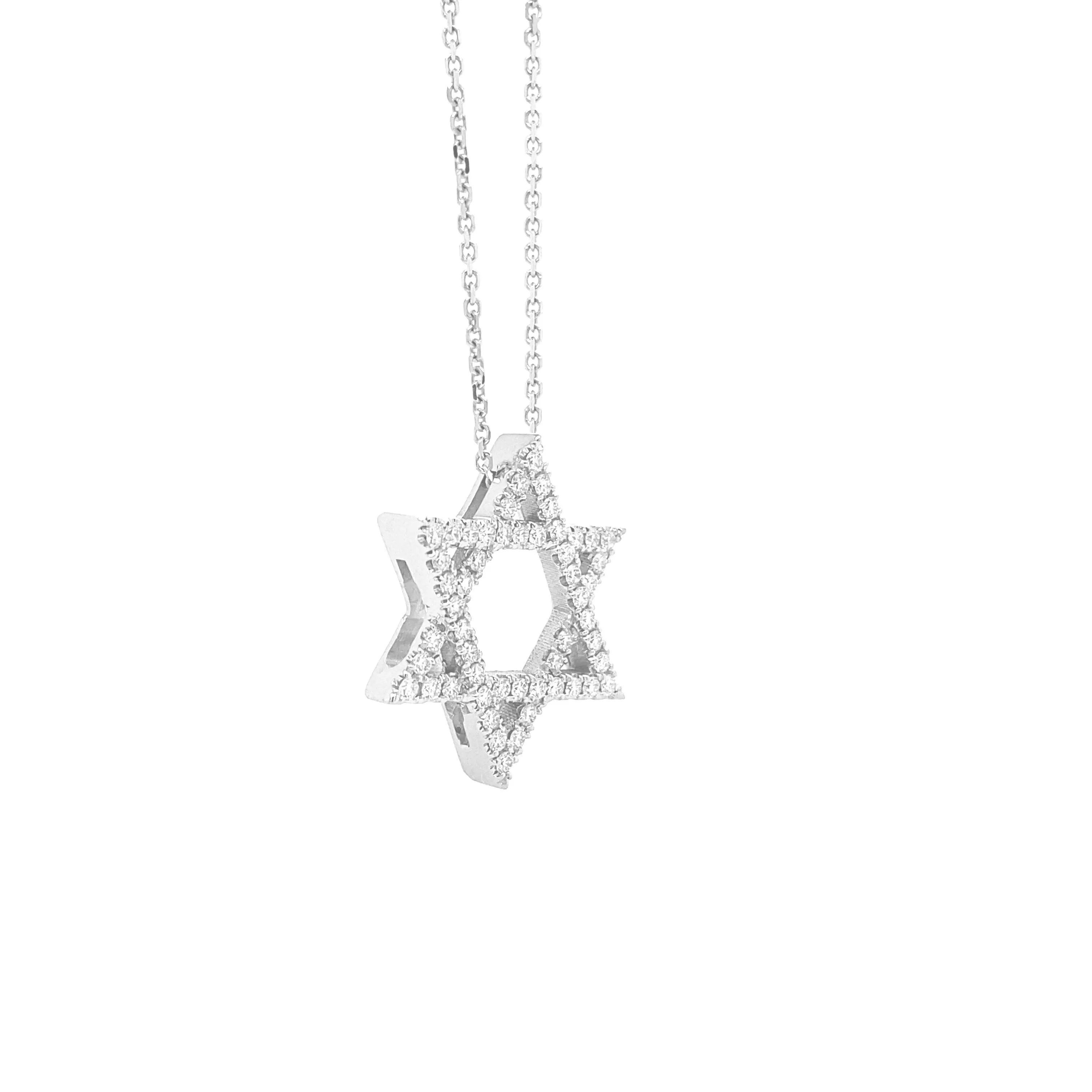 Star of David Pendant White Gold P029N