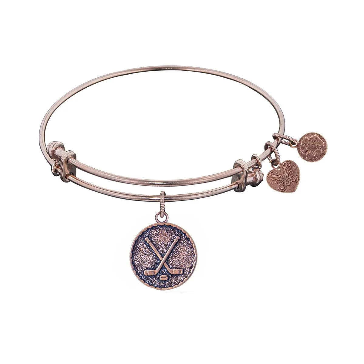 Stipple Finish Brass Hockey Angelica Bangle Bracelet, 7.25"
