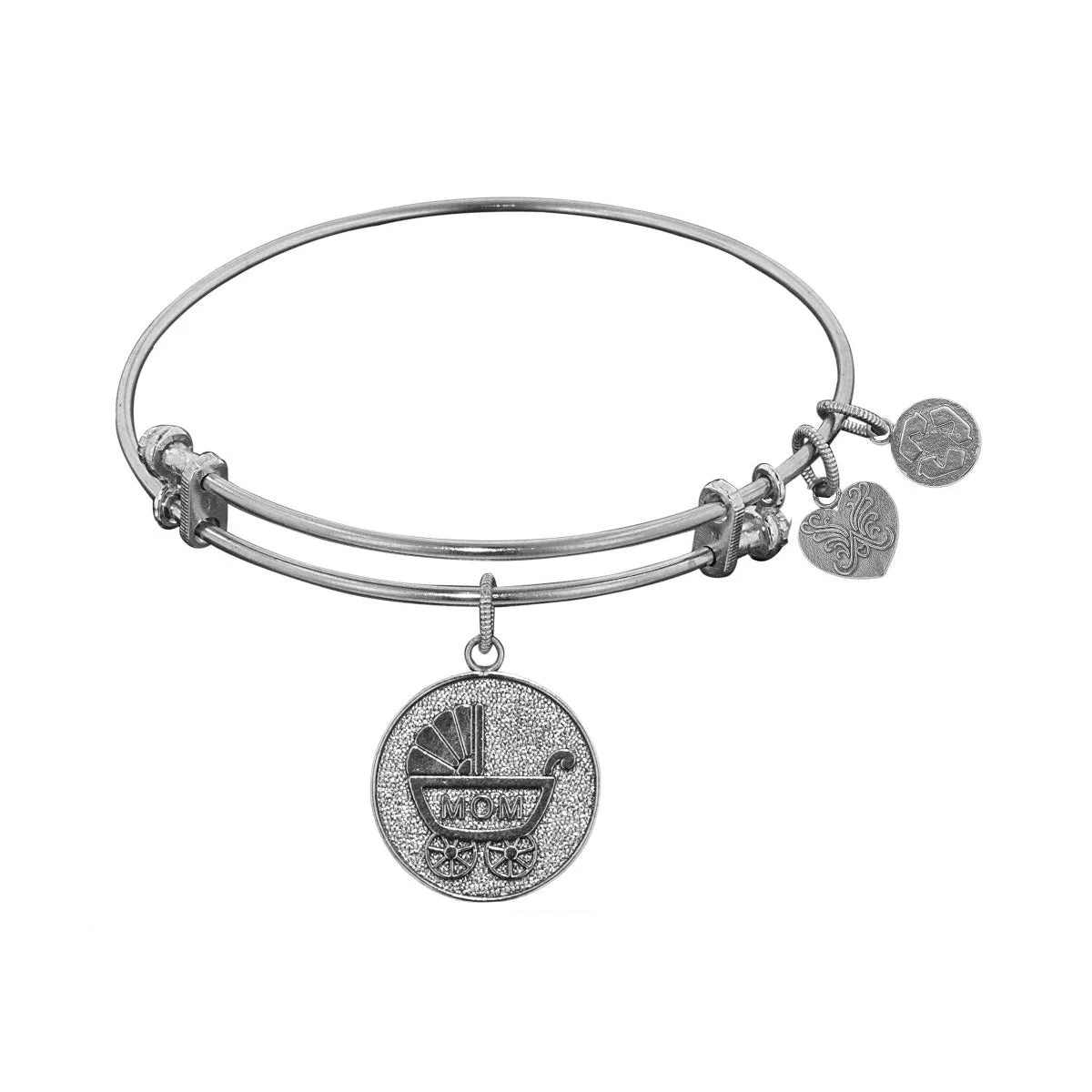 Stipple Finish Brass New Mom  Angelica Bangle Bracelet, 7.25"