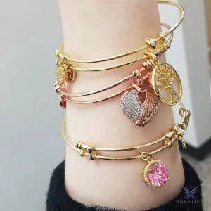 Stipple Finish Brass Skull And Cross Bones Angelica Bangle Bracelet, 7.25"