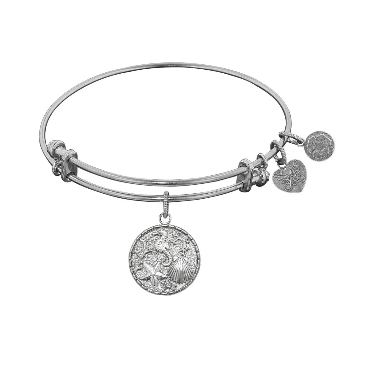 Stipple Finish Brass The Sea Angelica Bangle Bracelet, 7.25"