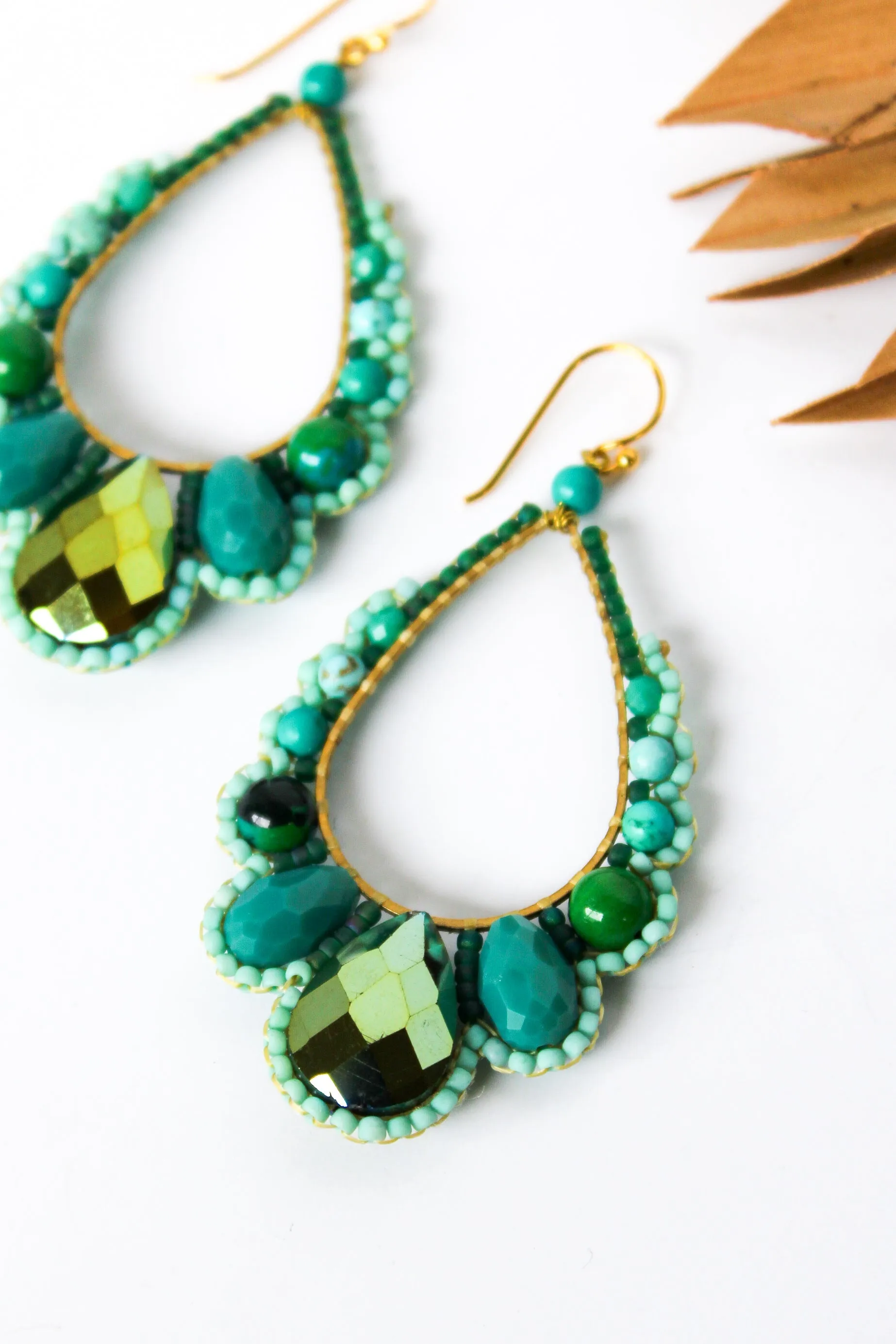 Thai Crystal Scalloped Earrings