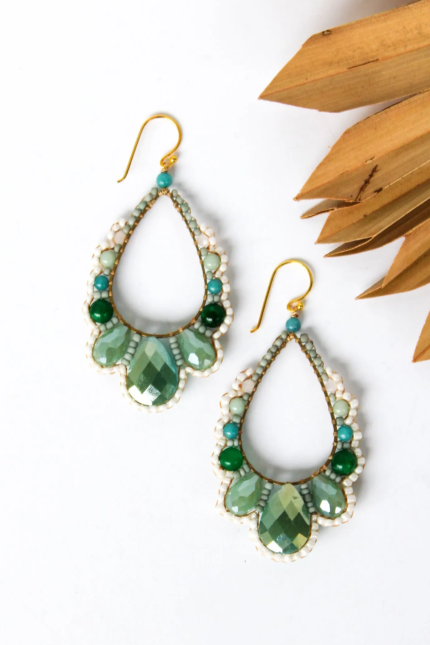 Thai Crystal Scalloped Earrings