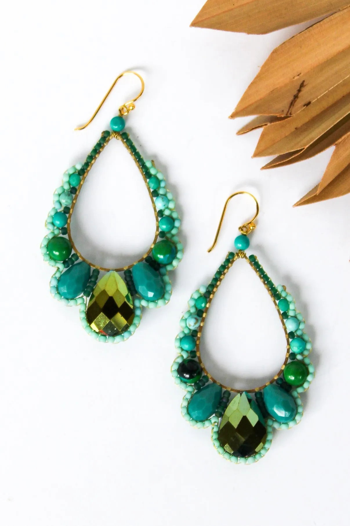 Thai Crystal Scalloped Earrings