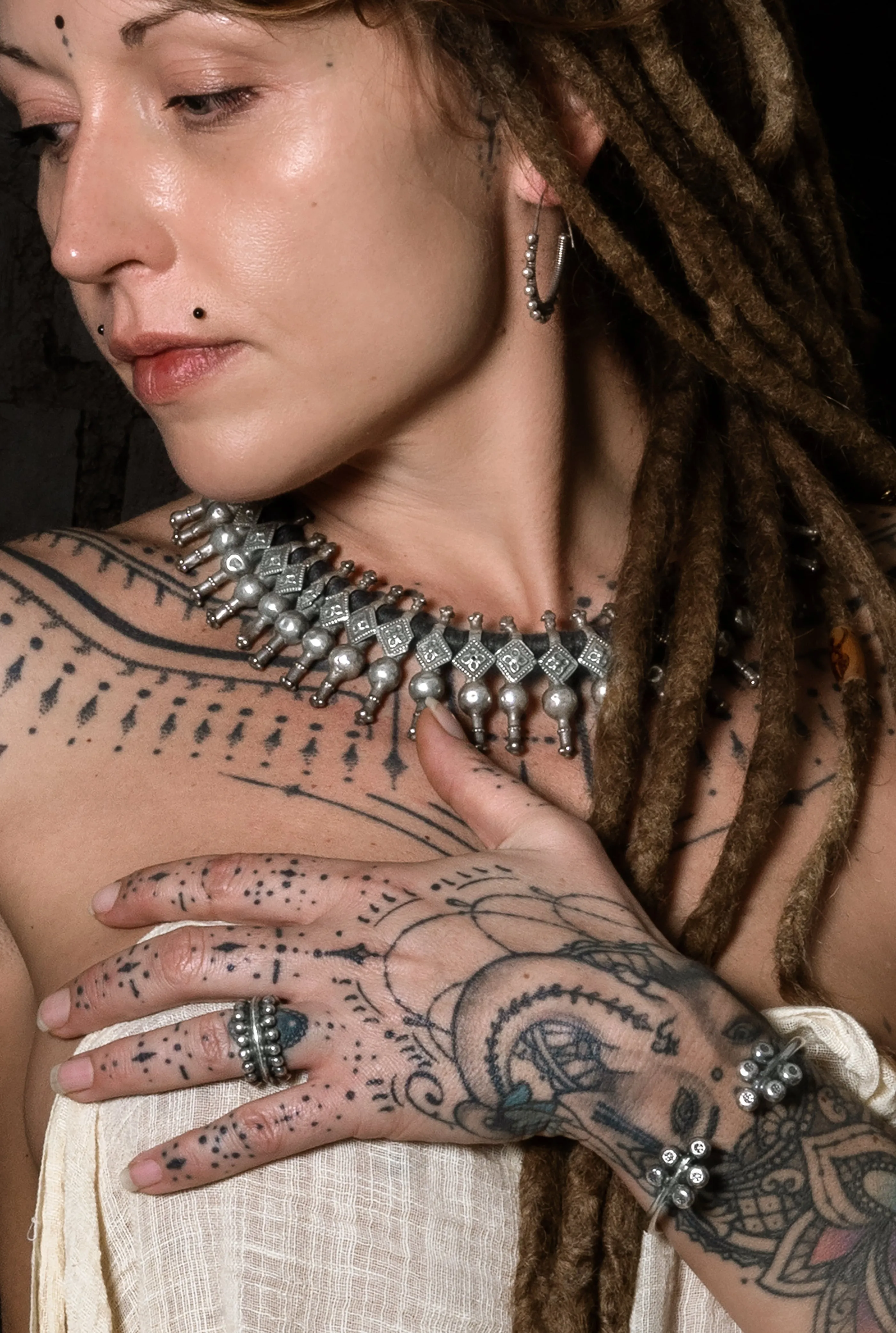 Tribal Silver Cuff with Spheres