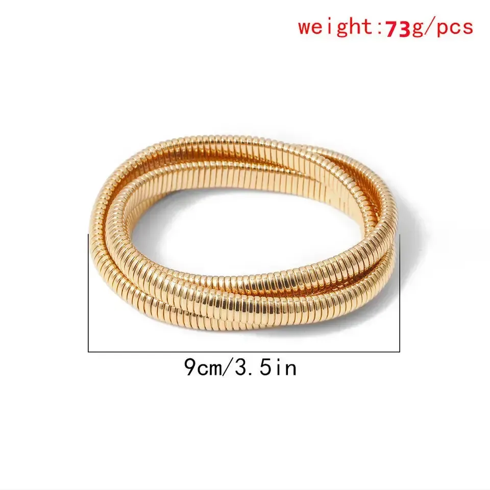 Triple Threat Exaggerated Stretch Snake Bangles