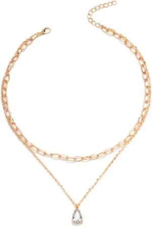 Women's Gold Layered Necklace Set,Trendy Cuban Chains with Diamonds,Elegant Gold Necklace's Women.Perfect and Trendy Gift Jewelry Item Dainty Gold Necklace